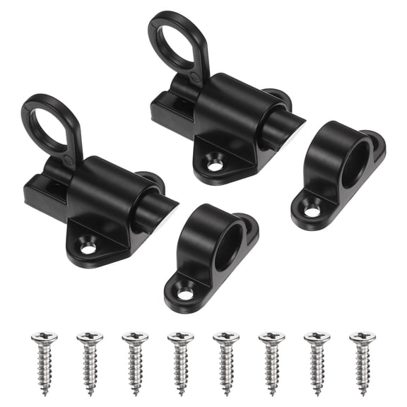 Uxcell 2-Pack Self-Closing Latches, Aluminum Alloy Resilient Bolt Latch with Screws/ Window/Gate[Black]