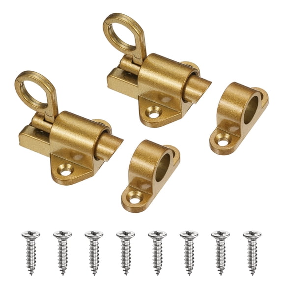 Uxcell 2-Pack Self-Closing Latches, Aluminum Alloy Resilient Bolt Latch with Screws/ Window/Gate[Gold]