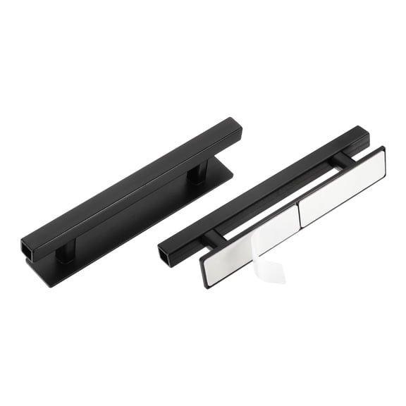 Uxcell 2 Pack Self-Stick Push Pull Helper, 6 Inch Plastic Adhesive Cabinet Handles Rectangle Stick-on Handle for Kitchen Cabinet Window Sliding Closet Door Wardrobe(Black)