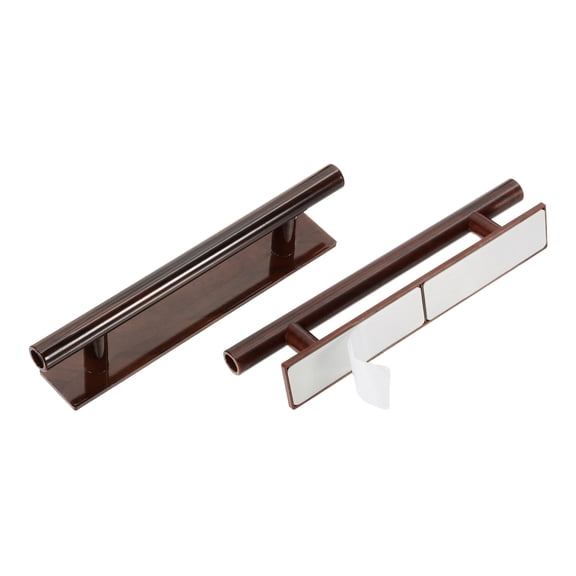 Uxcell 2 Pack Self-Stick Push Pull Helper, 6 Inch Plastic Adhesive Cabinet Handles Round Stick-on Handle for Kitchen Cabinet Window Sliding Closet Door Wardrobe(Dark Wood Grain)