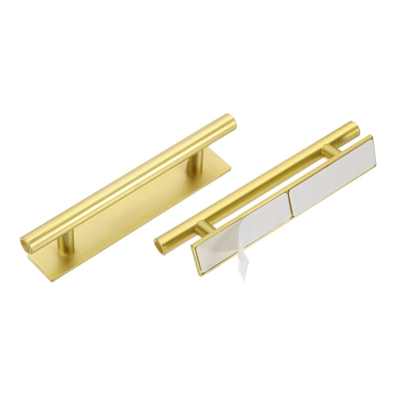 Uxcell 2 Pack Self-Stick Push Pull Helper, 6 Inch Plastic Adhesive Cabinet Handles Round Stick-on Handle for Kitchen Cabinet Window Sliding Closet Door Wardrobe(Gold)