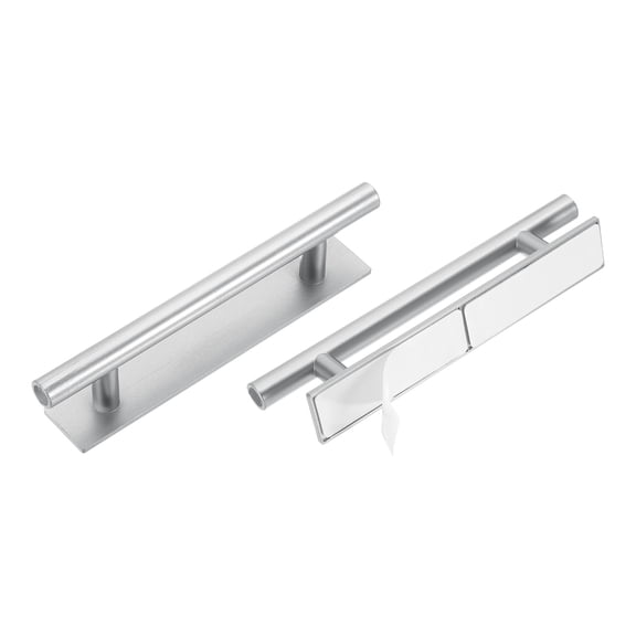 Uxcell 2 Pack Self-Stick Push Pull Helper, 6 Inch Plastic Adhesive Cabinet Handles Round Stick-on Handle for Kitchen Cabinet Window Sliding Closet Door Wardrobe(Silver)