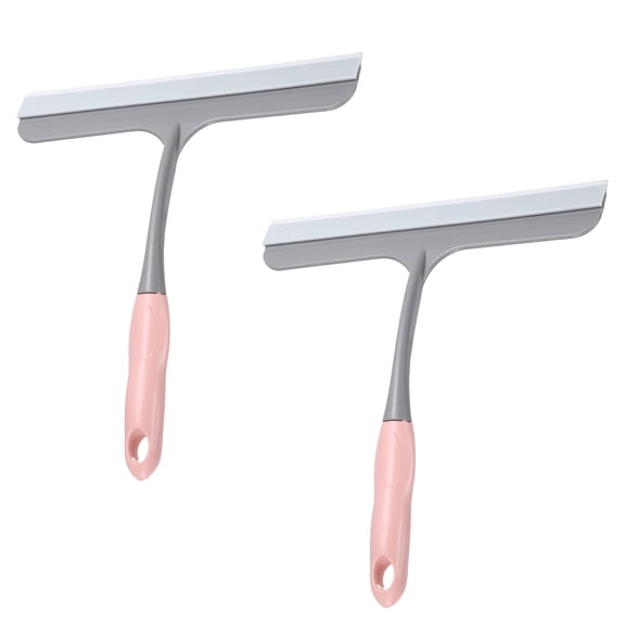 Uxcell 2 Pack Shower Squeegee for Glass Doors & Mirrors, 9 Inch Silicone Window Squeegee with Handle with Hanging Hole Home Cleaner Tool for Mirror Kitchen Bathroom Car Windshield, Pink