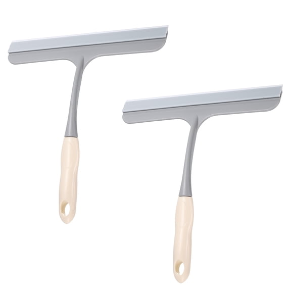 Uxcell 2 Pack Shower Squeegee for Glass Doors & Mirrors, 9 Inch Silicone Window Squeegee with Handle with Hanging Hole Home Cleaner Tool for Mirror Kitchen Bathroom Car Windshield, Beige