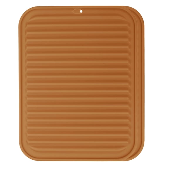 Uxcell 2 Pack Silicone Dish Drying Mat, 9" x 12" Silicone Trivets for Hot Pots and Pans Dish Drainer Mat Heat Resistant Non-slip Dish Drying Pad for Kitchen Counters, Brown