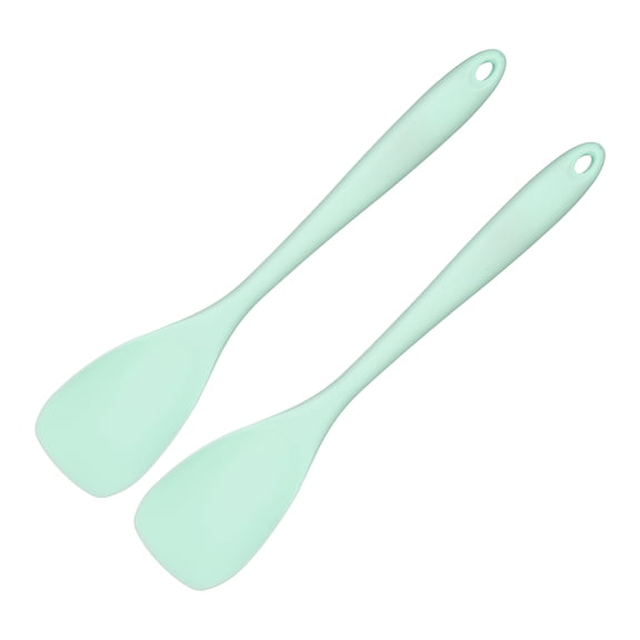 Uxcell 2 Pack Silicone Spoon Spatula, Heat Resistant Spoonula Spatula Flexible Non-Stick Kitchen Cooking Spoon Scrapers for Cooking Baking Mixing Scraping Food, Light Green