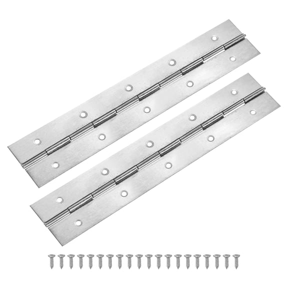 Uxcell 2-Pack Silver Continuous & Piano Hinges, 10x2x0.04" Stainless Steel with Screws for Cabinets Door