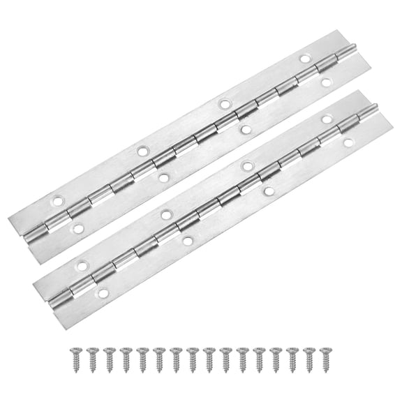 Uxcell 2-Pack Silver Continuous & Piano Hinges, 8x1.2x0.04" Stainless Steel with Screws for Cabinets Door