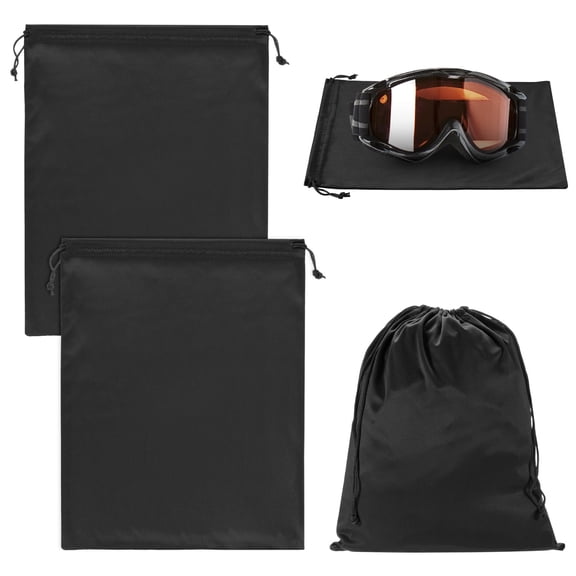 Uxcell 2-Pack Ski Goggle Bag, 11.8" x 9.1" Soft Microfiber Pouch Bags with Drawstring for Snow Goggles Black