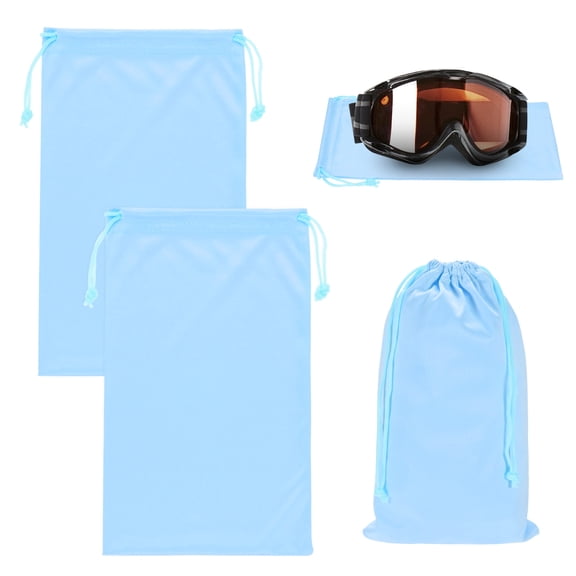 Uxcell 2-Pack Ski Goggle Bag, 9.8" x 5.9" Soft Microfiber Pouch Bags with Drawstring for Snow Goggles Light Blue