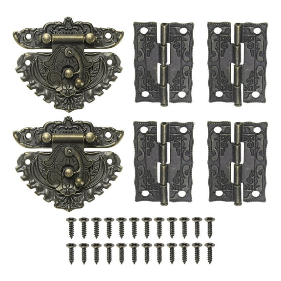 Uxcell 2-Pack Small Door Hinges, 2.67in (68mm) Alloy Interior Folding Butt Mini Hinges with Latch Hook; Screw for Jewelry Box