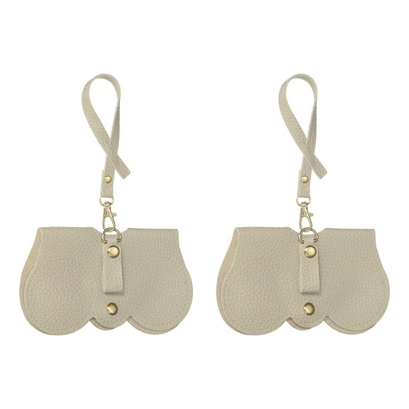 Uxcell 2 Pack Soft Leather Sunglasses Bag, Portable Glasses Case Sunglass Holder Pouch Artificial Leather PU Slim Eyeglass Cases with Strap for Women Men, Gray