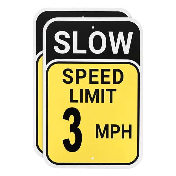 Uxcell 2-Pack Speed Limit 3 MPH Sign 12" x 8" Aluminum Weather Resistant Traffic Sign
