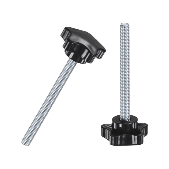 Uxcell 2-Pack Star Clamping Knobs, M8x80mm Male Thread Hand Tightening Screw Machine Handle Replacement [39mm, Black]