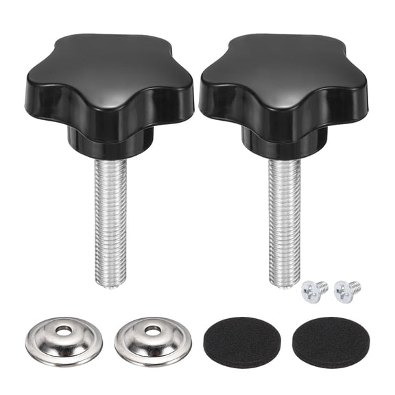 Uxcell 2 Pack Star Knobs, M10 x 50mm Plastic Knurled Thumb Screw Knobs 50mm Width Handle Replacement with Washer & Screw for Lawn Mower Umbrella Base Clamps Replacement Machinery