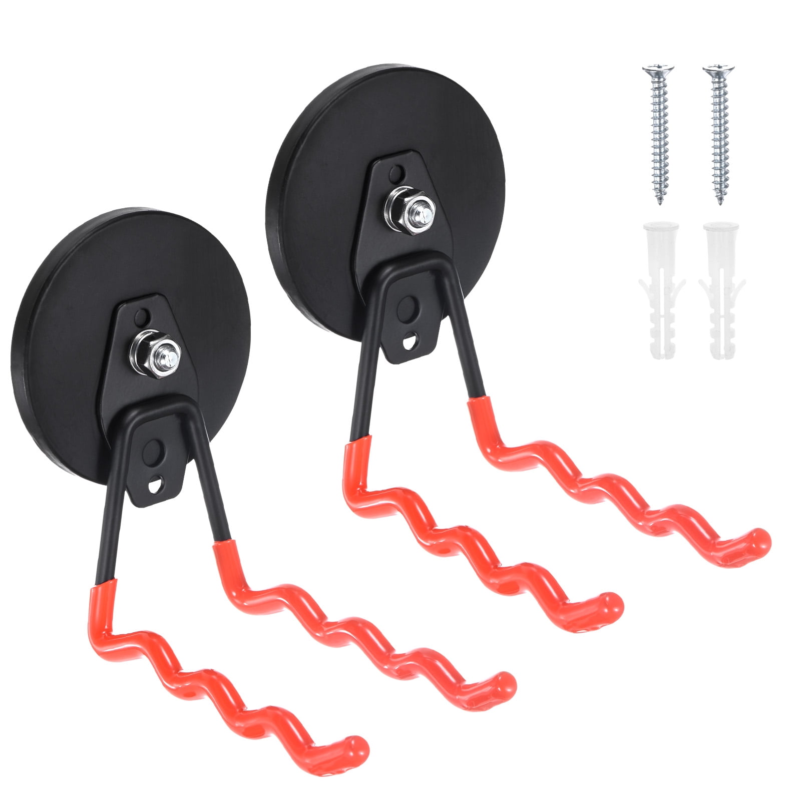 Uxcell 2-Pack Strong Garage Magnetic Hooks, Magnetic Wave Hooks with Anti-Slip Coating [Orange]