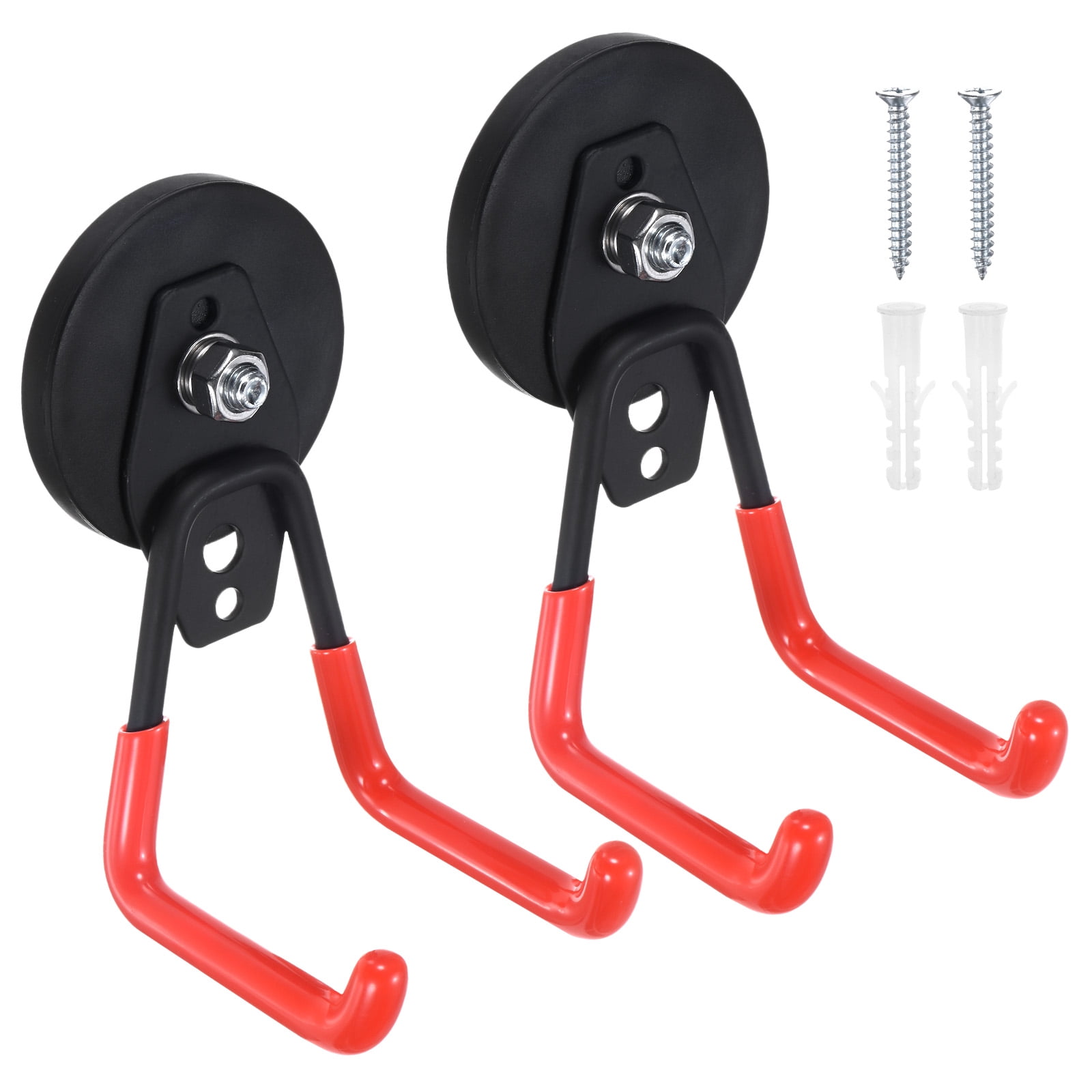Uxcell 2-Pack Strong Garage Magnetic Hooks, Storage Utility Magnet Hooks with Anti Slip Rubber Coating [Black]