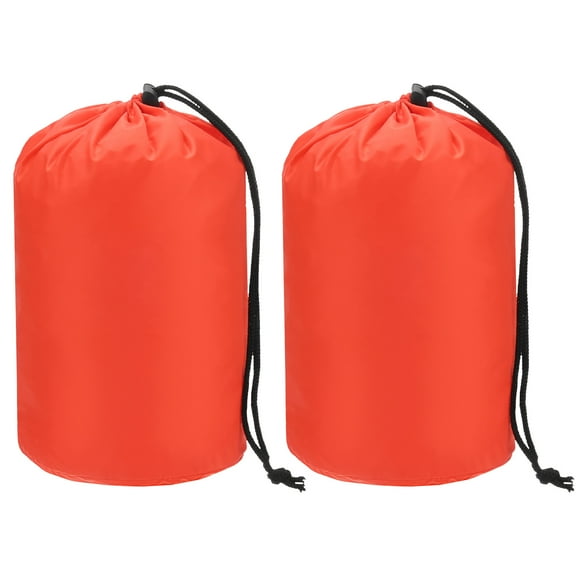 Uxcell 2-Pack Stuff Sack, 5 x 10 Inch Waterproof Storage Sacks Drawstring Ultralight for Backpacking [Orange]