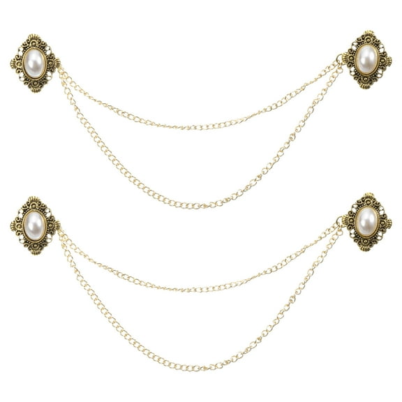 Uxcell 2 Pack Sweater Clips Vintage Cardigan Collar Clips with Chain(Gold)