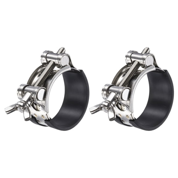 Uxcell 2 Pack T-Bolt Hose Clamps 44-47mm Stainless Steel Exhaust Clamp, Sturdy T Pipe Adjustable Clips,Tube Clamps Quick Release Universal for intake turbo, Soft Pipes,Water Pipe, Automotive Tube