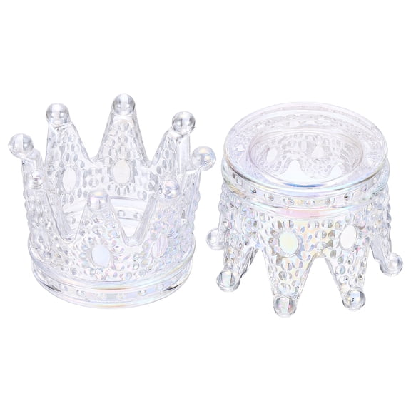 Uxcell 2 Pack Tealight Candle Holder, 3 Inch Glass Crown Candle Holder Incense Holder Candlestick for Tea Light Aromatherapy Wedding  Table Centerpiece, Colorful