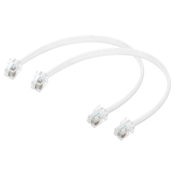Uxcell 2 Pack Telephone Cord, 0.7ft Phone Cable RJ12 6P6C Male to Male Straight Wired Handset Cord for Home, Office, White