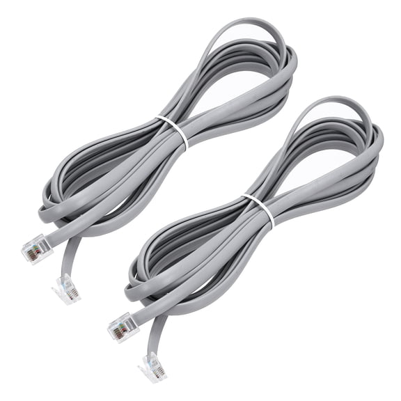 Uxcell 2 Pack Telephone Cord, 9.8ft Phone Cable RJ12 6P6C Male to Male Straight Wired Handset Cord for Home, Office, Grey