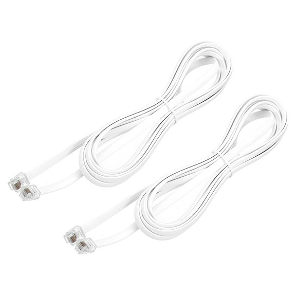 Uxcell 2 Pack Telephone Cord, 9.8ft Phone Cable RJ12 6P6C Male to Male Straight Wired Handset Cord for Home, Office, White