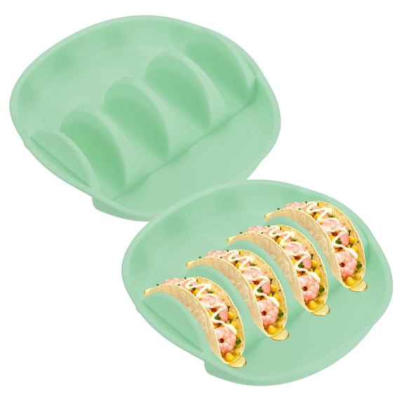 Uxcell 2 Pack Tortilla Warmer Container, Tortilla Holder with 4 Compartments, Mexican Taco Warmers 10" x 10" Plastic Tortilla Containers for Restaurant Plating Picnic Tableware, Green