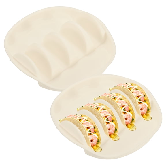 Uxcell 2 Pack Tortilla Warmer Container, Tortilla Holder with 4 Compartments, Mexican Taco Warmers 10" x 10" Plastic Tortilla Containers for Restaurant Plating Picnic Tableware, Beige