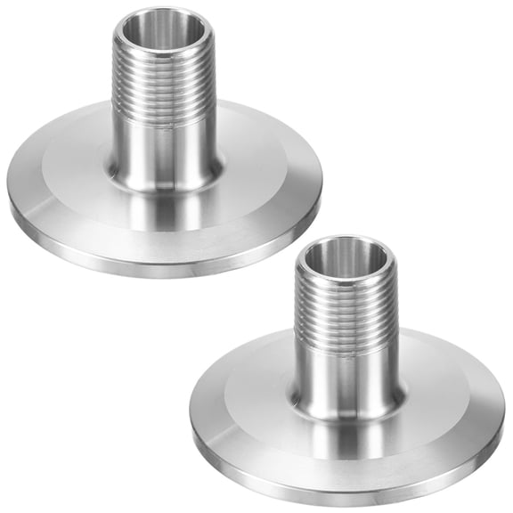 Uxcell 2-Pack Tri Sanitary 1.5 in Clamp Fittings to 3/8 in NTP Male Thread Stainless Steel Pipe Fitting Ferrule OD 50.5mm