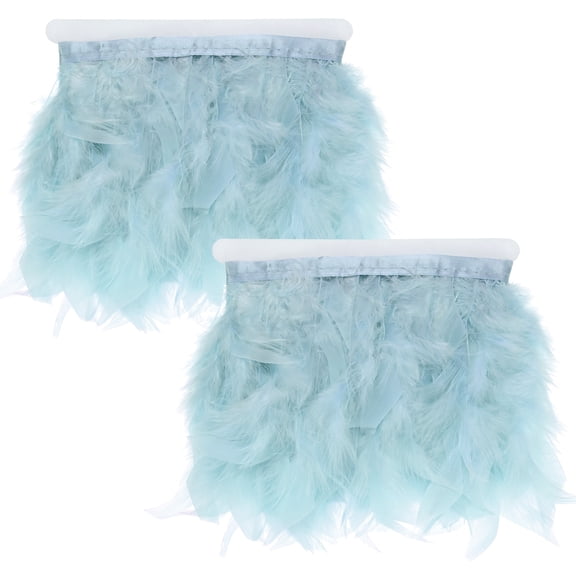 Uxcell 2-Pack Turkey Feather Trim Fringe, 2 Yards 4-6" Natural Fluffy Feather Trim [Light Blue]