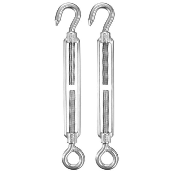 Uxcell 2-Pack Turnbuckle Hook and Eye, M10 Stainless Steel Heavy Turnbuckles Wire Rope Tension Adjustable Tension