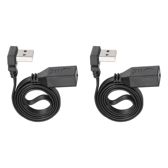 Uxcell 2 Pack USB2.0 Extension Cable, 19.7 Inch 90 Degree UP&Down Angle Male to Female Adapter Silicone 480Mbps Speed Type-C Flat Cables for Phone Tablet Laptop Car Chargers