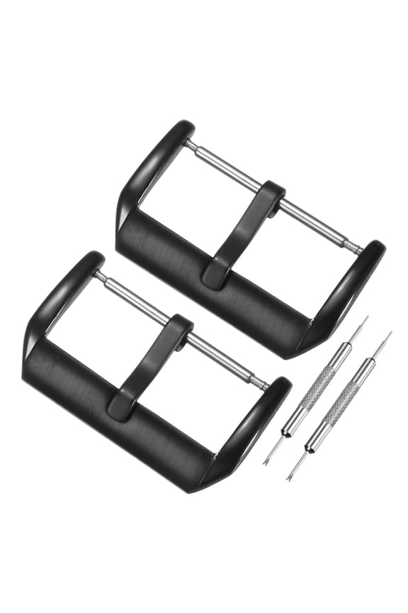 2-Pack Watch Straps Bands Buckle, 0.87 Inch / 22 mm Watch Band Clasp for Smartwatch Straps/Plastic Buckle/Silicone Loops [Black]