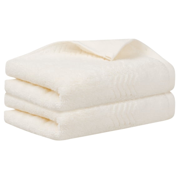 REGALWOVEN 2 Pack Wave Texture Pattern Hand Towels, Cotton Highly Absorbent Towels for Hotels, Spa Beige 13" x 30"