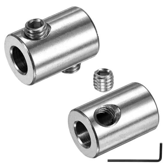 Uxcell 2-Pack Wire Rope Cable Clamp, 7mm Hole 304 Stainless Steel Double Holes Lock Clip with Hexagon Screws Spanner