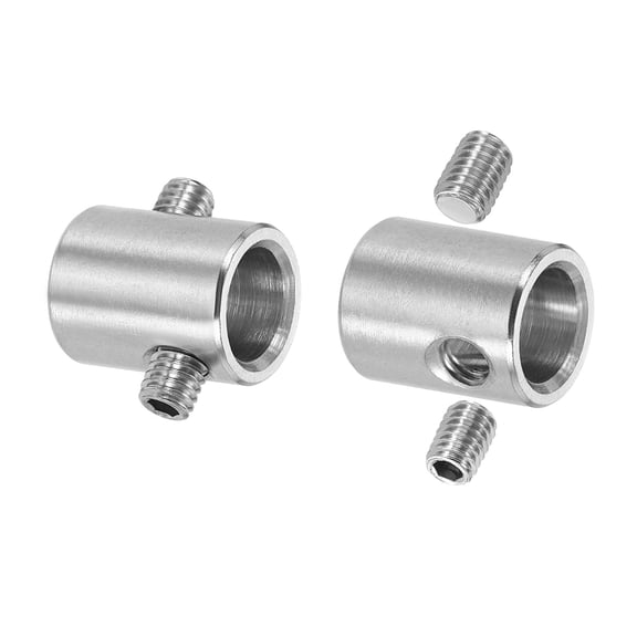 Uxcell 2 Pack Wire Rope Clips, 11mm ID 16mm OD Double Holes Lock Cable Clamps, 304 Stainless Steel Secure Fasteners with M6 Screws for Cable Rigging, Silver