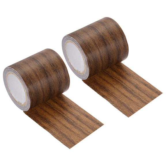 Uxcell 2 Pack Wood Grain Repair Tape, 57mm x 4.57m Self Adhesive Wood Grain Colored Duct Tape Waterproof Repair Patch for Furniture Floor Scratch Fix, Baseboards, DIY Decor, Dark Brown