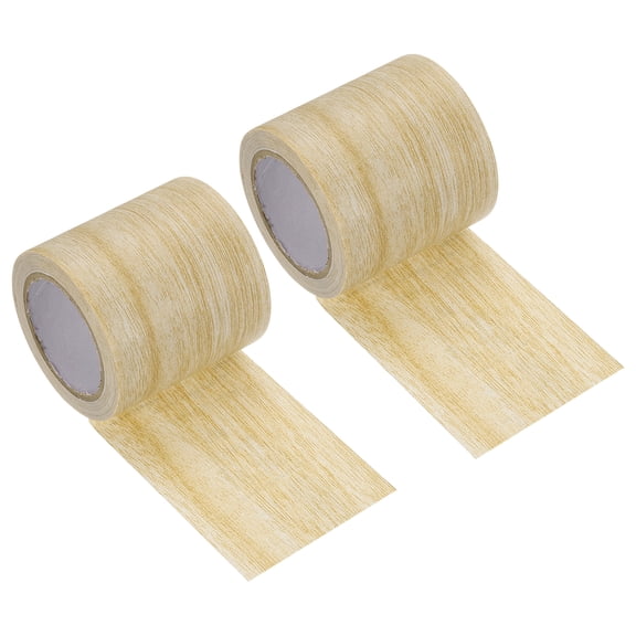 Uxcell 2 Pack Wood Grain Repair Tape, 57mm x 4.57m Self Adhesive Wood Grain Colored Duct Tape Waterproof Repair Patch for Furniture Floor Scratch Fix, Baseboards, DIY Decor, Light Yellow