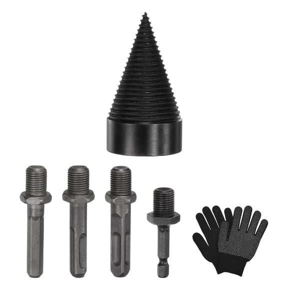 Uxcell 2-Pack Wood Splitter Drill Bit 32mm + 38mm+4 Handles (Square+Round+Hex Shank+Small Hex) for Stove/Farm