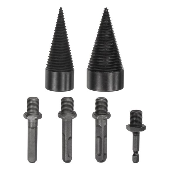 Uxcell 2-Pack Wood Splitter Drill Bit 32mm + 42mm+4 Handles (Square+Round+Hex Shank+Small Hex) for Stove/Farm