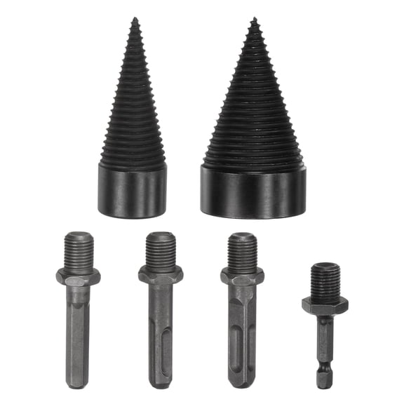 Uxcell 2-Pack Wood Splitter Drill Bit 32mm + 50mm+4 Handles (Square+Round+Hex Shank+Small Hex) for Stove/Farm
