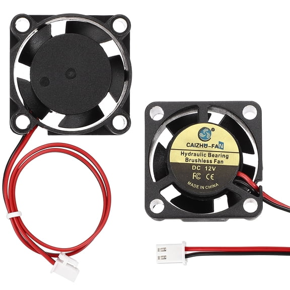 Uxcell 2 Pack3D Printer Cooling Fan, 12V 2510 Extruder Hot End Cooling Fan Replacement 12000RPM with 2.54mm Locking Terminals for 3D Printer Computer CPU Heatsink, 25x25x10mm, Black