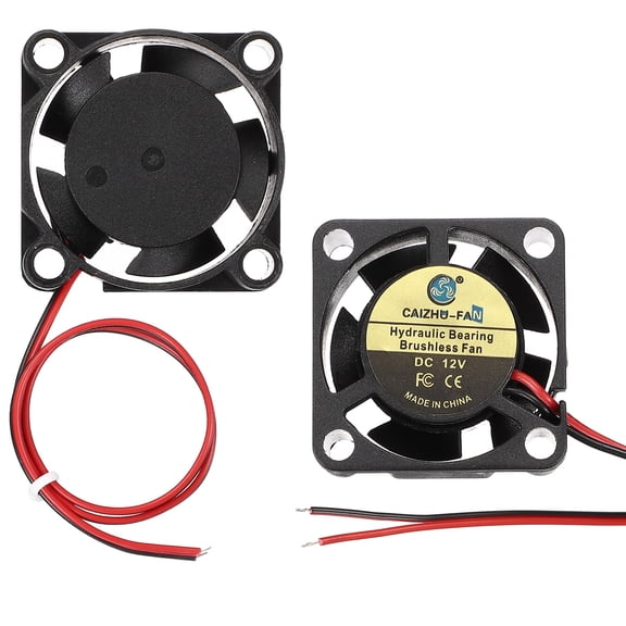Uxcell 2 Pack3D Printer Cooling Fan, 12V 2510 Extruder Hot End Cooling Fan Replacement 12000RPM with Pre-Stripped Wire Tips for 3D Printer Computer CPU Heatsink, 25x25x10mm, Black