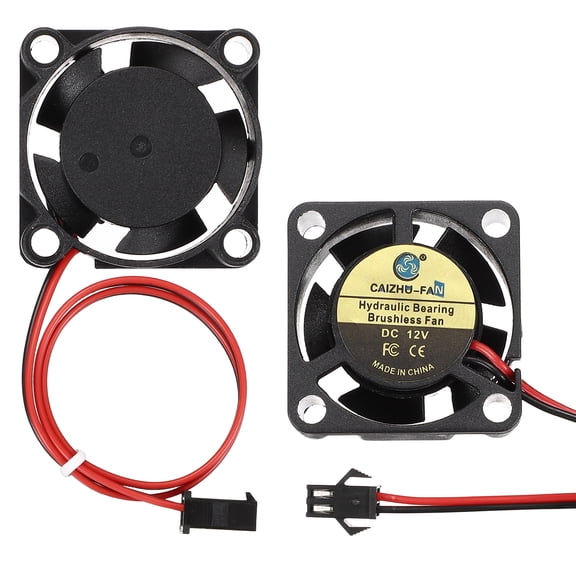 Uxcell 2 Pack3D Printer Cooling Fan, 12V 2510 Extruder Hot End Cooling Fan Replacement 12000RPM with SM Positive Terminal for 3D Printer Computer CPU Heatsink, 25x25x10mm, Black