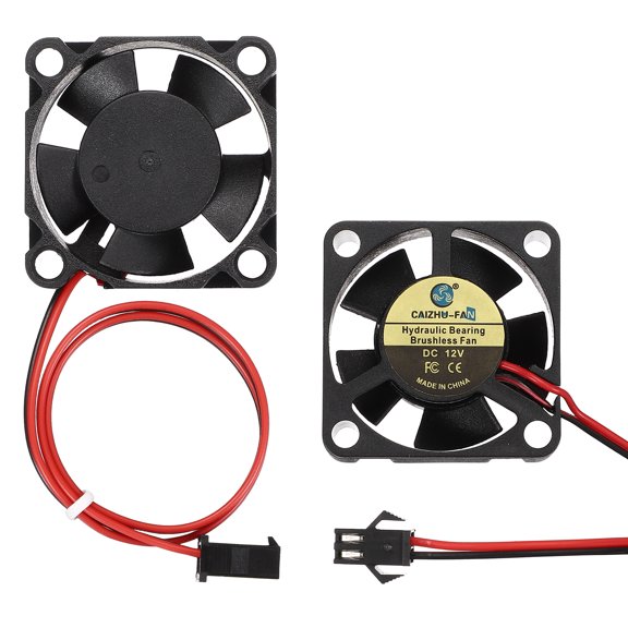 Uxcell 2 Pack3D Printer Cooling Fan, 12V 3010 Extruder Hot End Cooling Fan Replacement 7450RPM with SM Positive Terminal for 3D Printer Computer CPU Heatsink, 30x30x10mm, Black