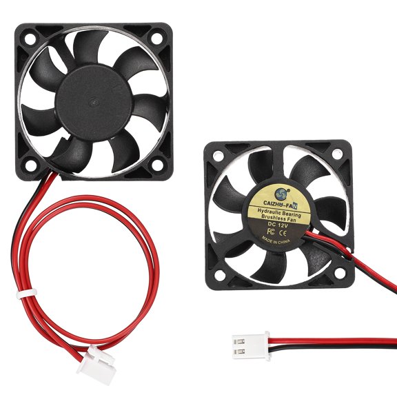 Uxcell 2 Pack3D Printer Cooling Fan, 12V 5010 Extruder Hot End Cooling Fan Replacement 4928RPM with 2.54mm Locking Terminals for 3D Printer Computer CPU Heatsink, 50x50x10mm, Black