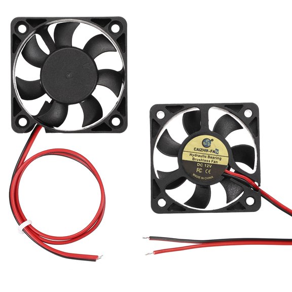 Uxcell 2 Pack3D Printer Cooling Fan, 12V 5010 Extruder Hot End Cooling Fan Replacement 4928RPM with Pre-Stripped Wire Tips for 3D Printer Computer CPU Heatsink, 50x50x10mm, Black