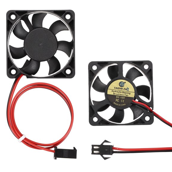 Uxcell 2 Pack3D Printer Cooling Fan, 12V 5010 Extruder Hot End Cooling Fan Replacement 4928RPM with SM Positive Terminal for 3D Printer Computer CPU Heatsink, 50x50x10mm, Black